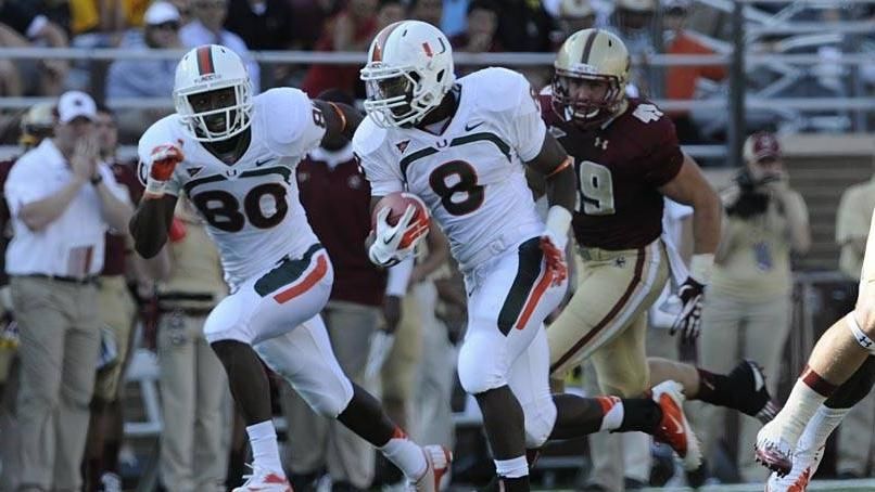 Canes Rally for 41-32 Win at Boston College