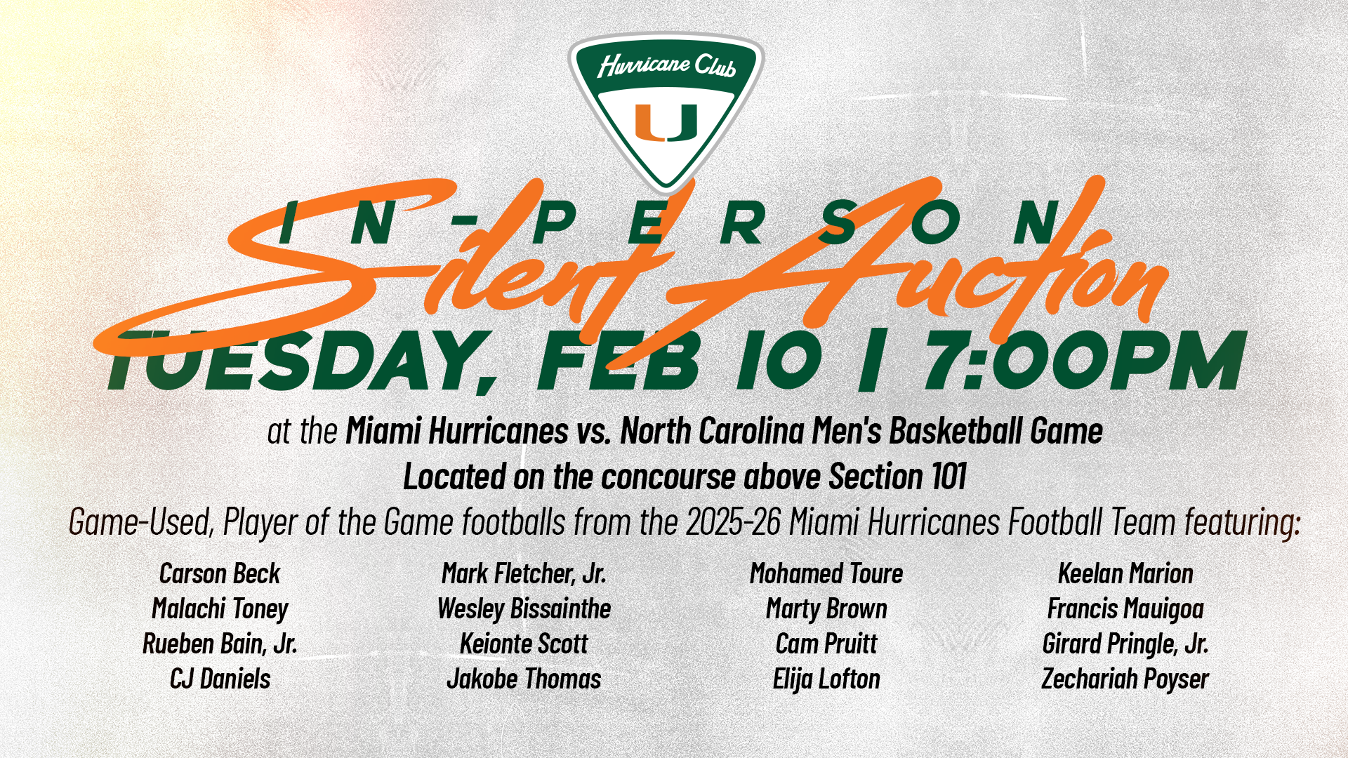 Silent Auction at Men's Basketball Game vs. #14 North Carolina