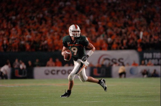 University of Miami Hurricanes quarterback Robert Marve #9 plays in a game against the Virginia Tech Hokies at Dolphin Stadium on November 13, 2008. ...