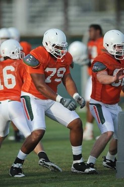 University of Miami Hurricanes Ramon Buchana #45 at Greentree practice fields training for the upcoming 2010 season. The practice was open for Season...