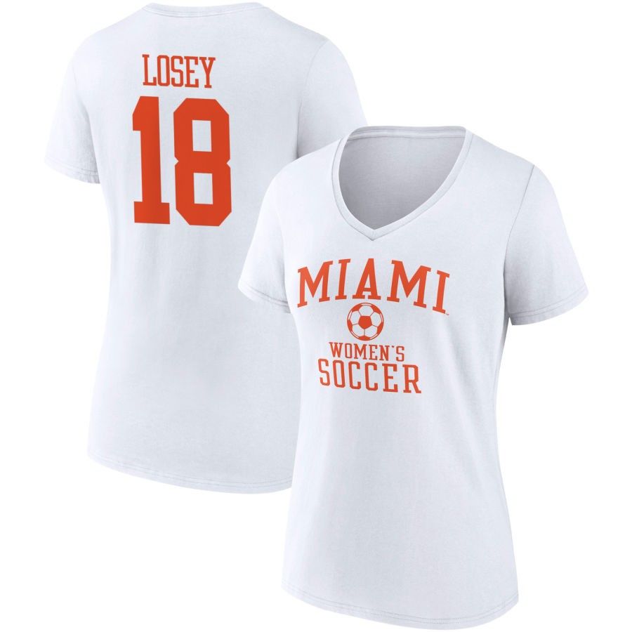 Women's Fanatics Branded White Miami Hurricanes Women's Soccer Pick-A-Player NIL Gameday Tradition V-Neck T-Shirt