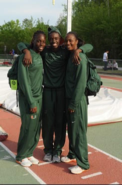 Samantha Williams, John-Patrick Friday and Dakota Dailey-Harris at 2013 ACC Outdoor Championships