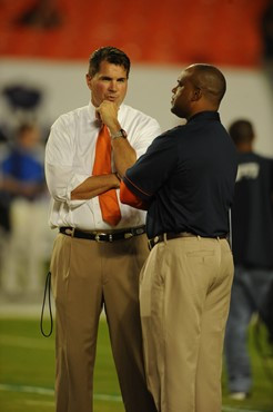 University of Miami Hurricanes head coach Al Golden on the sidelines in a game against the Virginia Cavaliers at Sun Life Stadium on October 27, 2011....