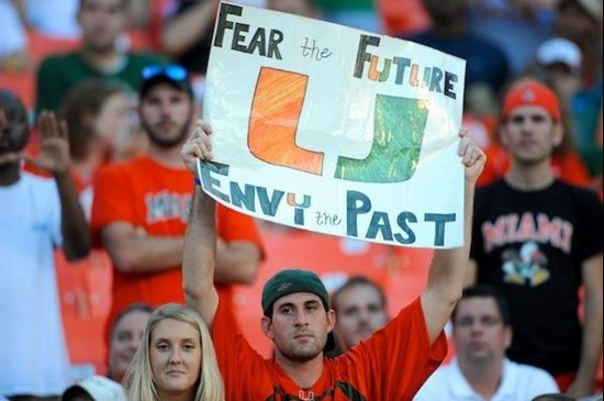 A University of Miami Hurricane fan show their team spirit in a game against the Clemson Tigers at Land Shark Stadium on October 24, 2009. Photo by...