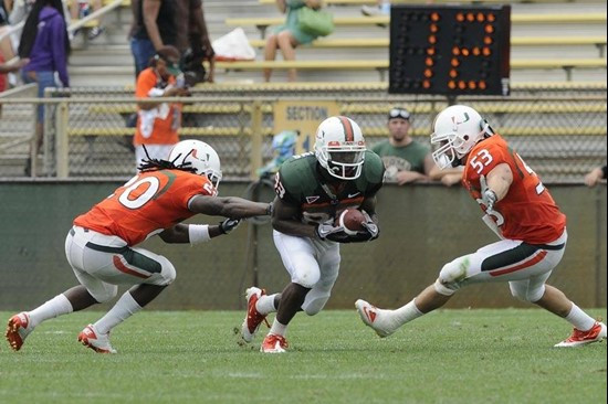 Kendal Tompkins at the 2011 Miami Hurricanes Spring Football Game @ Lockhart Stadium