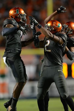 University of Miami Hurricanes defensive back Artie Bums #1 plays in a game against the Florida State Seminoles at Sun Life Stadium on November 15,...