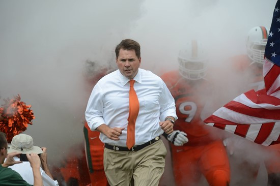 Al Golden and the University of Miami Hurricanes take on the Savannah State Tigers at Sun Life Stadium on September 21, 2013. Photo by Ray Medina/SPN