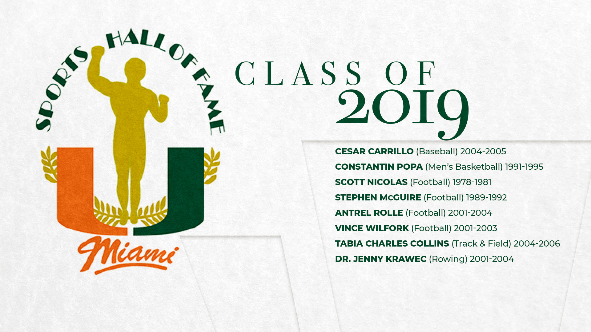 UM Sports Hall of Fame Announces 2019 Class