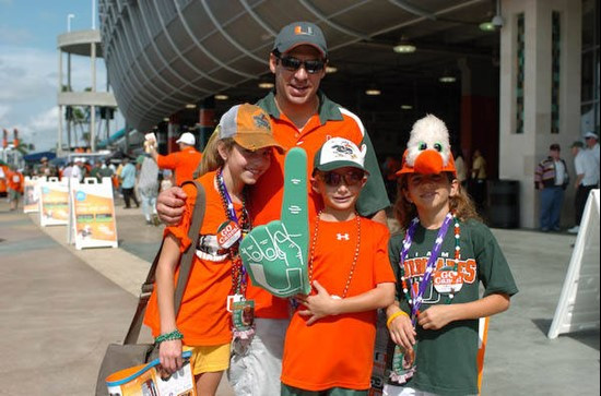 University of Miami Hurricane fans show their team spirit in a game against the Deamon Deacons of Wake Forest at Dolphin Stadium on October 25, 2008. ...