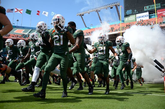 The University of Miami Hurricanes take on their ACC rivals, the North Carolina Tar Heels at Sun Life Stadium on November 1, 2014. Photos by Matthew...