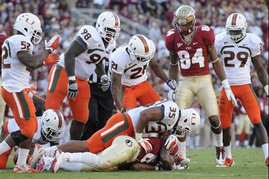 Olivier Vernon -- 2011 Miami Hurricanes Football @ Florida State by J.C. CaneShooter Ridley