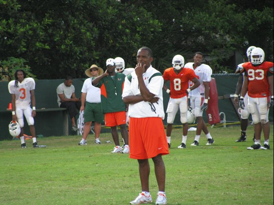 Randy Shannon at practice Wednesday morning at the Greentree Practice Fields.