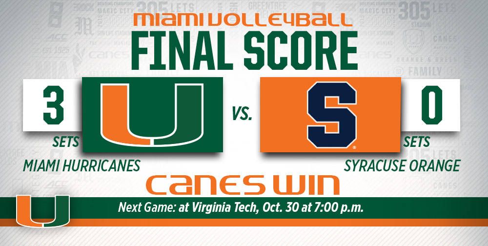 @CanesVB Sweeps Syracuse, 3-0