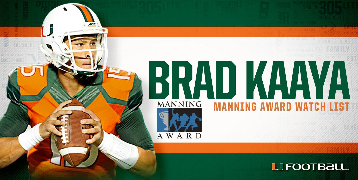 Kaaya Selected to Manning Award Watch List