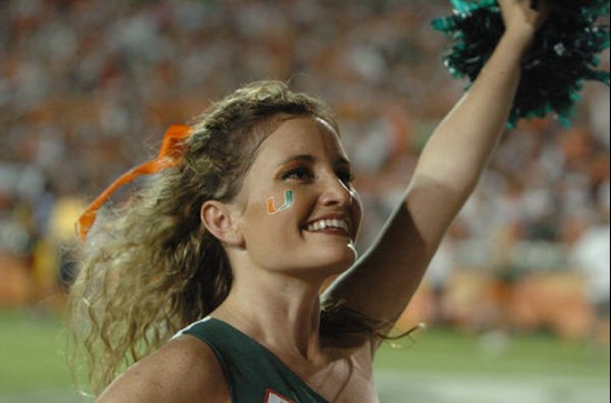University of Miami cheerleaders entertain the crowd and show their support for the Hurricanes during a game against the Texas A&M Aggies at the...