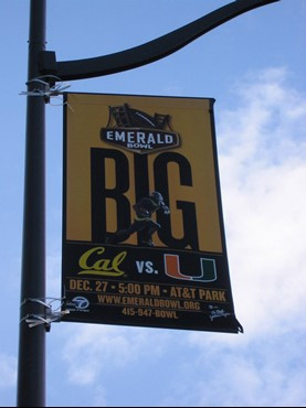 Emerald Bowl advertisement in downtown San Francisco.