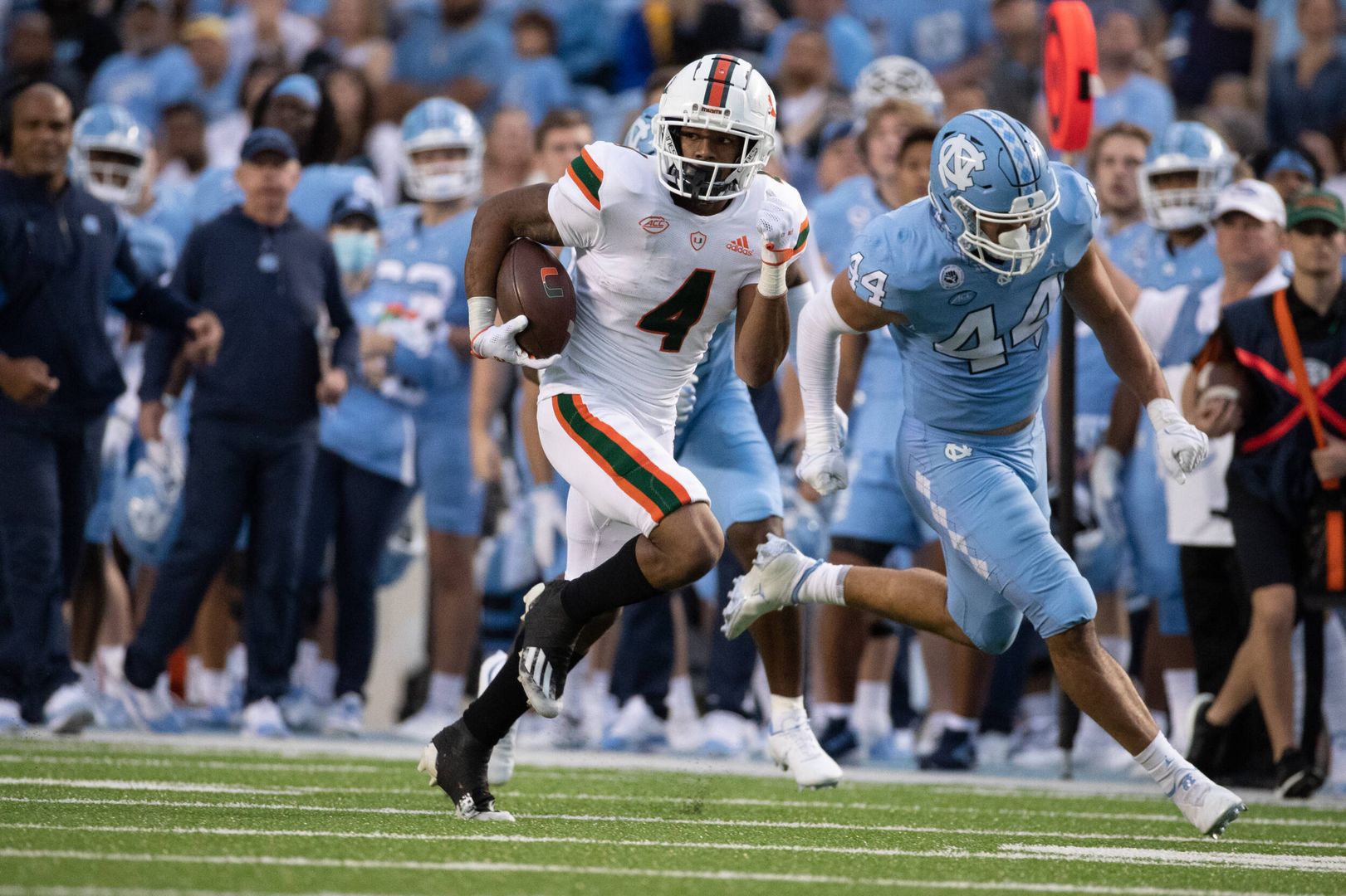 Late Comeback Thwarted in 45-42 Loss to Tar Heels