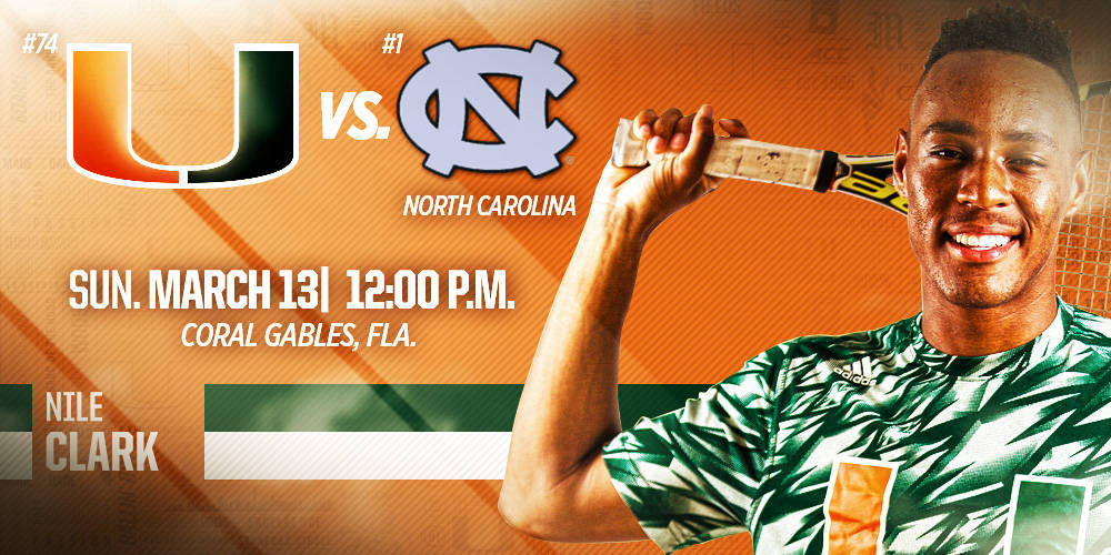 No. 74 Miami Hosts No. 1 North Carolina