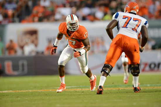 University of Miami Hurricanes quarterback Stephen Morris #17 plays in a game against the Savannah State Tigers at Sun Life Stadium on September 21,...
