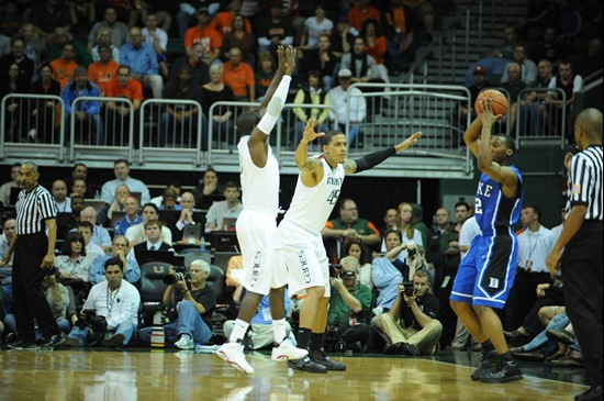 University of Miami Hurricanes forward-center, Julian Gamble #45 and the Canes play host to the Duke Blue Devils at the BankUnited Center on February...