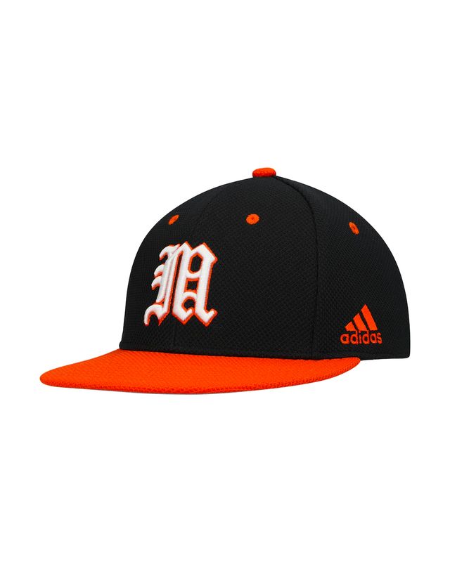 adidas Black/Orange Miami Hurricanes On-Field Baseball Fitted Hat