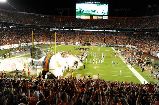 The University of Miami plays against their ACC rival Florida State Seminoles in a game at Sun Life Stadium on October 20, 2012. Photo by Steven...