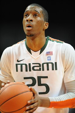 University of Miami Hurricanes guard, Garrius Adams #25 and the Canes play host to the Virginia Cavaliers at the BankUnited Center on February 5,...