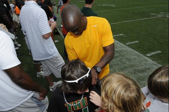 UM alum and NFL All Pro Reggie Wayne signs autographs at the 2011 Miami Hurricanes Spring Football Game @ Lockhart Stadium