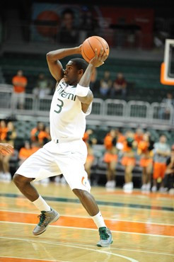 University of Miami Hurricanes guard, Malcolm Grant #3 and the Canes play host to the Virginia Cavaliers at the BankUnited Center on February 5, 2011....