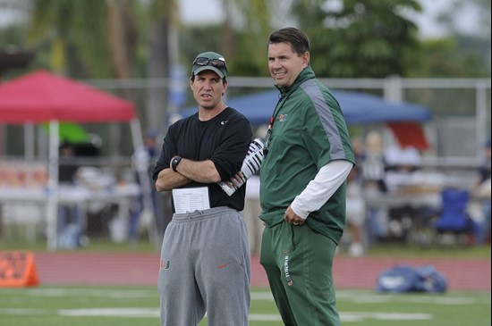 Offensive coordinator James Coley and head coach Al Golden