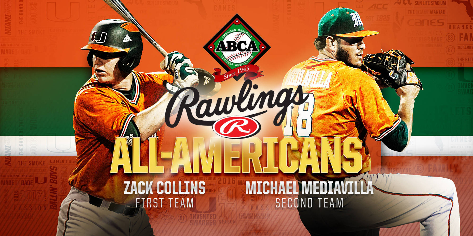 Collins, Mediavilla Named Rawlings All-Americans