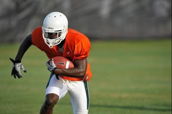 University of Miami Hurricanes player at Greentree practice fields training for the upcoming 2010 season. The practice was open for Season ticket...
