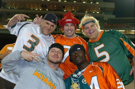 University of Miami Hurricane Fans show their support for the team in a game against the Virginia Tech Nokies at the Orange Bowl on November 4, 2006....