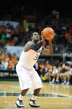 University of Miami Hurricanes guard, Malcolm Grant #3, plays host to 2010 NCAA Final Four participant West Virginia at the BankUnited Center on...