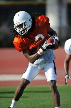 University of Miami Hurricanes players Craig Cooper #2 at Cobb Stadium training for the upcoming 2010 season. The practice was open for Season ticket...