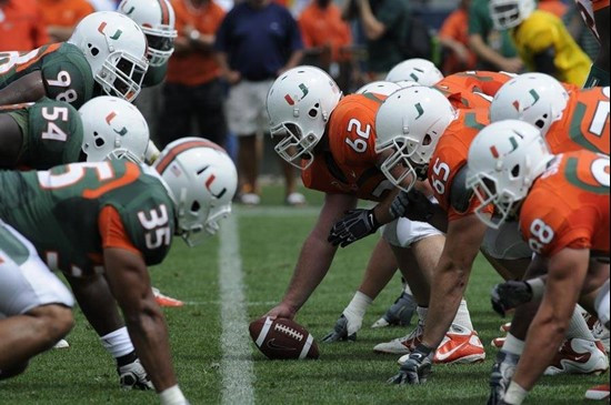 Green vs. Orange at the 2011 Miami Hurricanes Spring Football Game @ Lockhart Stadium