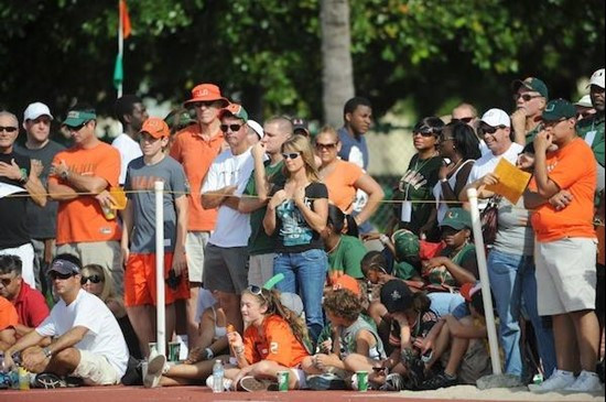 University of Miami Hurricanes fans at Greentree practice fields training for the upcoming 2010 season. The practice was open for Season ticket...