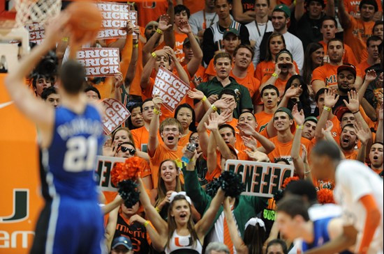 The University of Miami Hurricanes played the Duke Blue Devils at the BankUnited Center on February 13, 2011. Photo by Steven Murphy/SPN