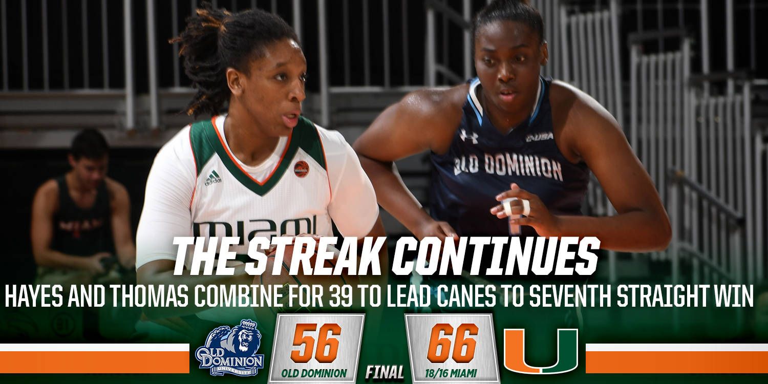 @CanesWBB Downs Old Dominion, 66-56
