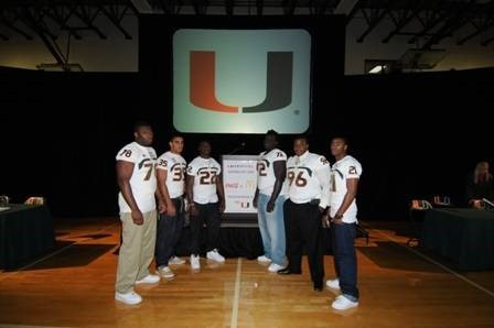 Mike James (22), Jermaine Johnson (78), Brandon McGee (21), Curtis Porter (96), Olivier Vernon (35), Brandon Washington (72)