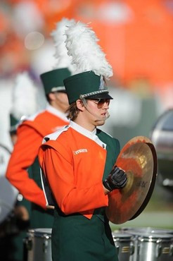 The University of Miami Band of the hour performs during half time at a game against the Clemson Tigers at Land Shark Stadium on October 24, 2009. ...