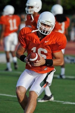 University of Miami Hurricanes Spencer Whipple #16 at Greentree practice fields training for the upcoming 2010 season. The practice was open for...