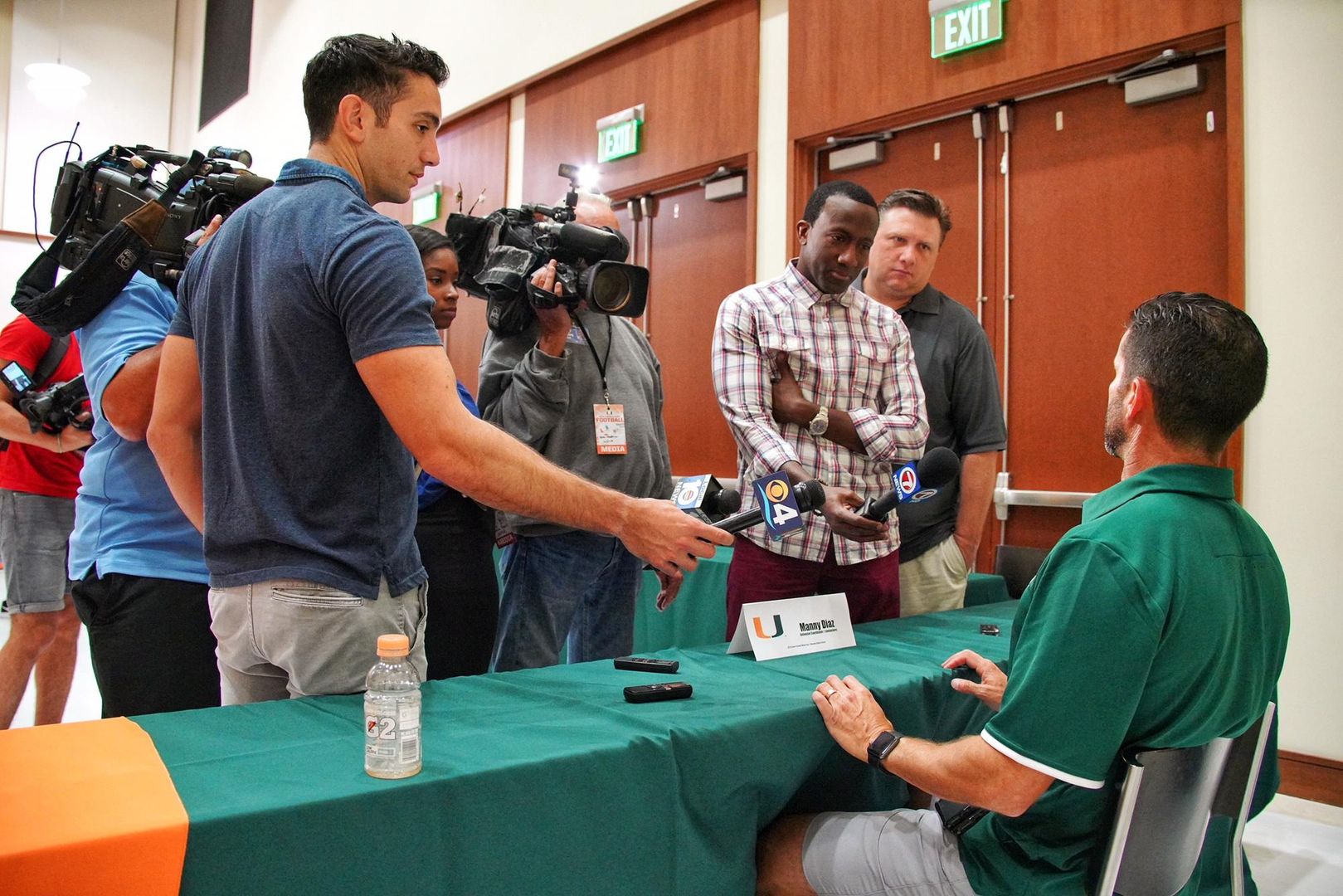 Canes Chat with Reporters at Football Media Day