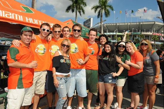 University of Miami Hurricane fans enjoy tailgating before a game against the Georgia Tech Yellow Jackets at Sun Life Stadium on October 22, 2011. ...