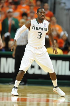 University of Miami Hurricanes guard, Malcolm Grant #3, plays host to the Duke Blue Devils at the BankUnited Center on February 13, 2011. Photo by...