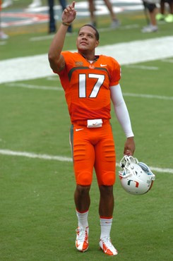 Stephen Morris #17 and the University of Miami Hurricanes play host to the Savannah State Tigers at Sun Life Stadium on September 21, 2013. Photo by...