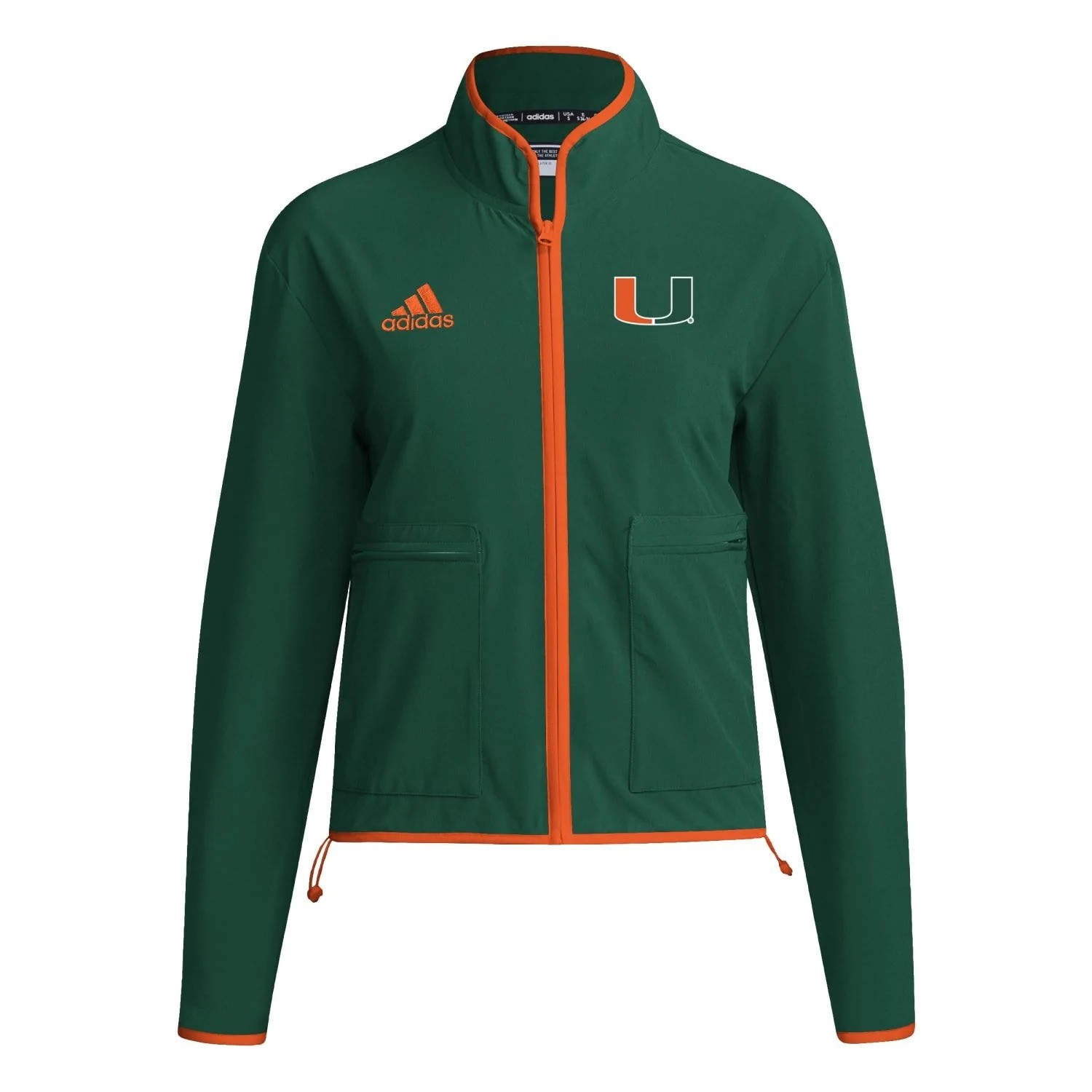 adidas Miami Hurricanes Women's Green Long Sleeve Performance Jacket