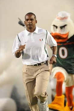 University of Miami Hurricanes head coach Randy Shannon leads his team on the field in a game against the Florida A&M Rattlers at Land Shark Stadium...