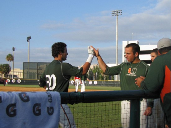 David Villasuso (L) and Scott Lawson (R) at the Orange-Green World Series Wednesday afternoon at Alex Rodriguez Park.