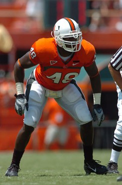 University of Miami linebacker Spencer Adkins #48.